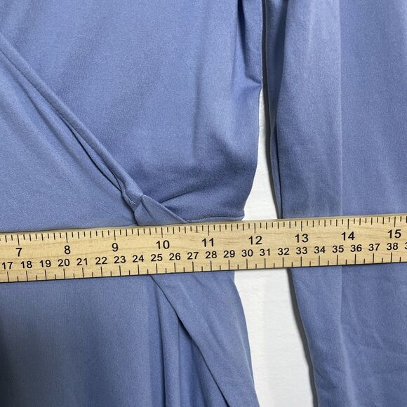 Forever 21 Women's Blue Long Sleeve V-Neck Tie Wrap Dress Size Small Princess - Picture 7 of 8